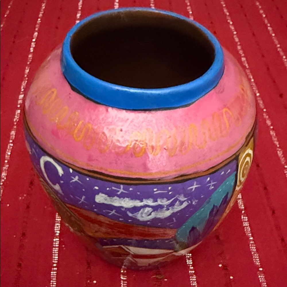 Colorful Hand-Painted Ceramic Vase - Picture 2 of 7